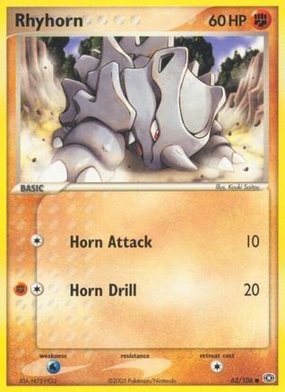 Rhyhorn (62/106) (Stamped) [EX: Emerald] - Trinity Hobby