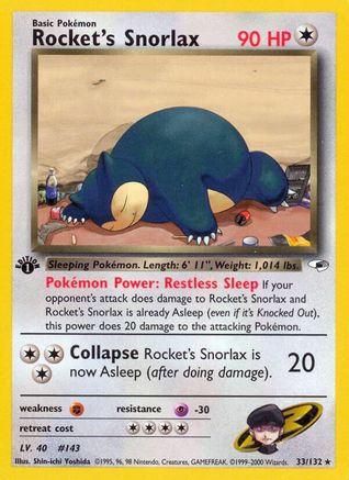 Rocket's Snorlax (33/132) [Gym Heroes 1st Edition] - Trinity Hobby