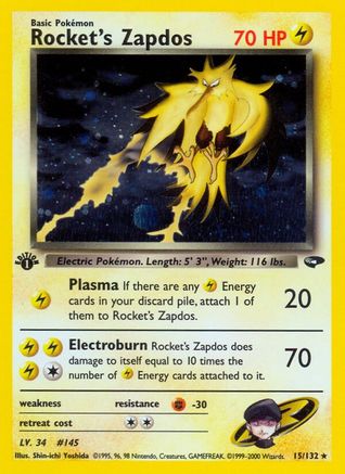 Rocket's Zapdos (15/132) [Gym Challenge 1st Edition] - Trinity Hobby