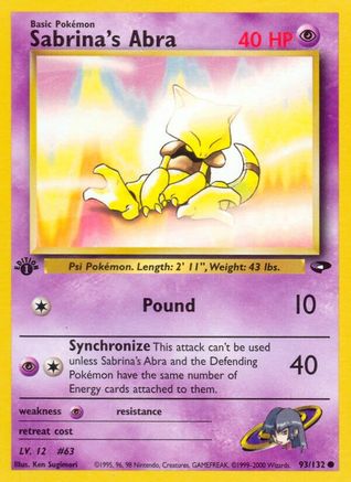 Sabrina's Abra (93/132) [Gym Challenge 1st Edition] - Trinity Hobby
