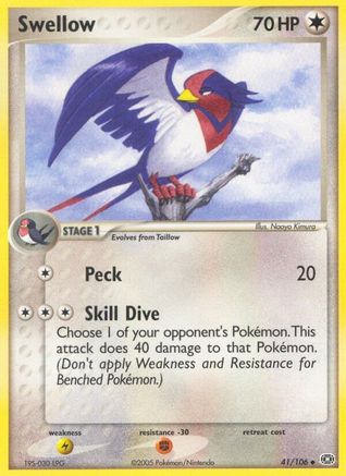 Swellow (41/106) (Stamped) [EX: Emerald] - Trinity Hobby