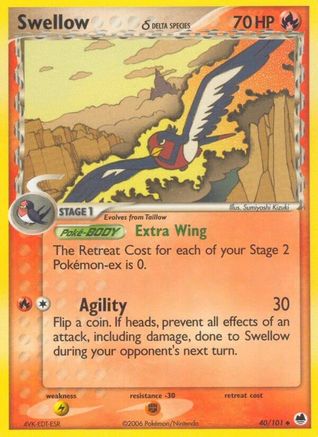 Swellow (40/101) (Delta Species) (Stamped) [EX: Dragon Frontiers] - Trinity Hobby