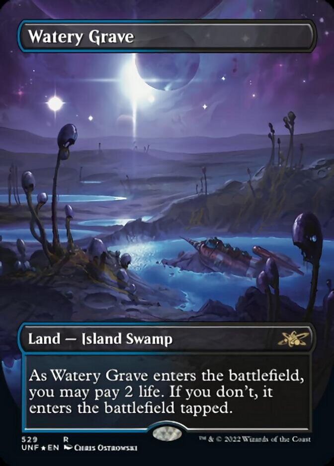 Watery Grave (Borderless) (Galaxy Foil) [Unfinity] - Trinity Hobby