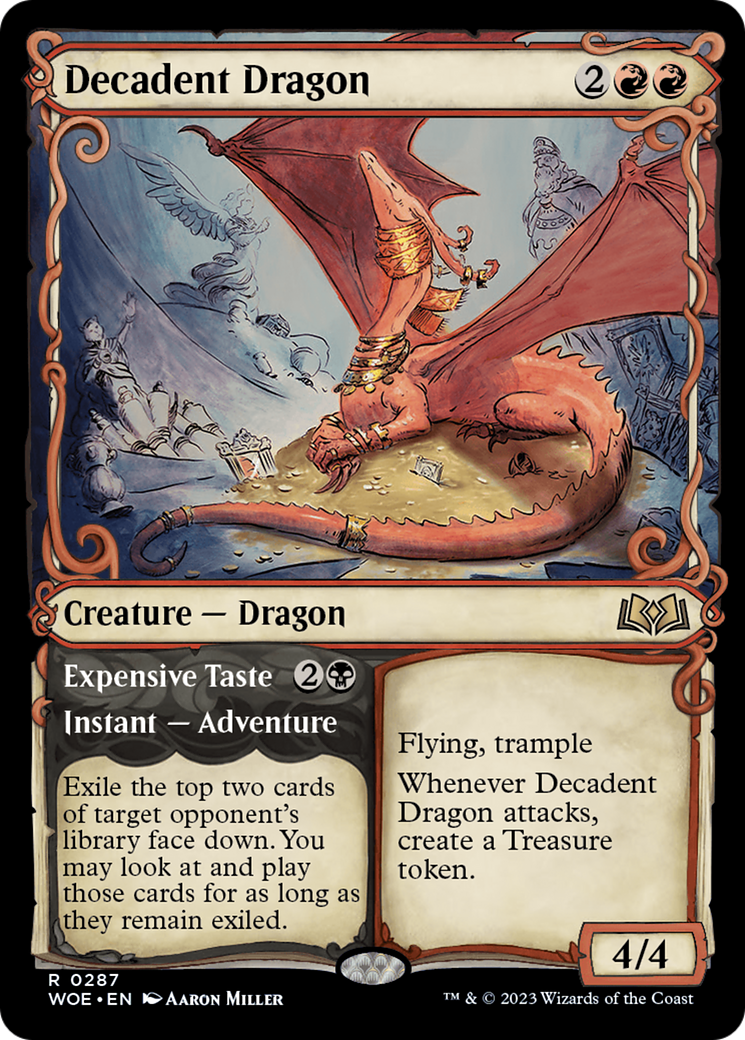 Decadent Dragon // Expensive Taste (Showcase) [Wilds of Eldraine] - Trinity Hobby