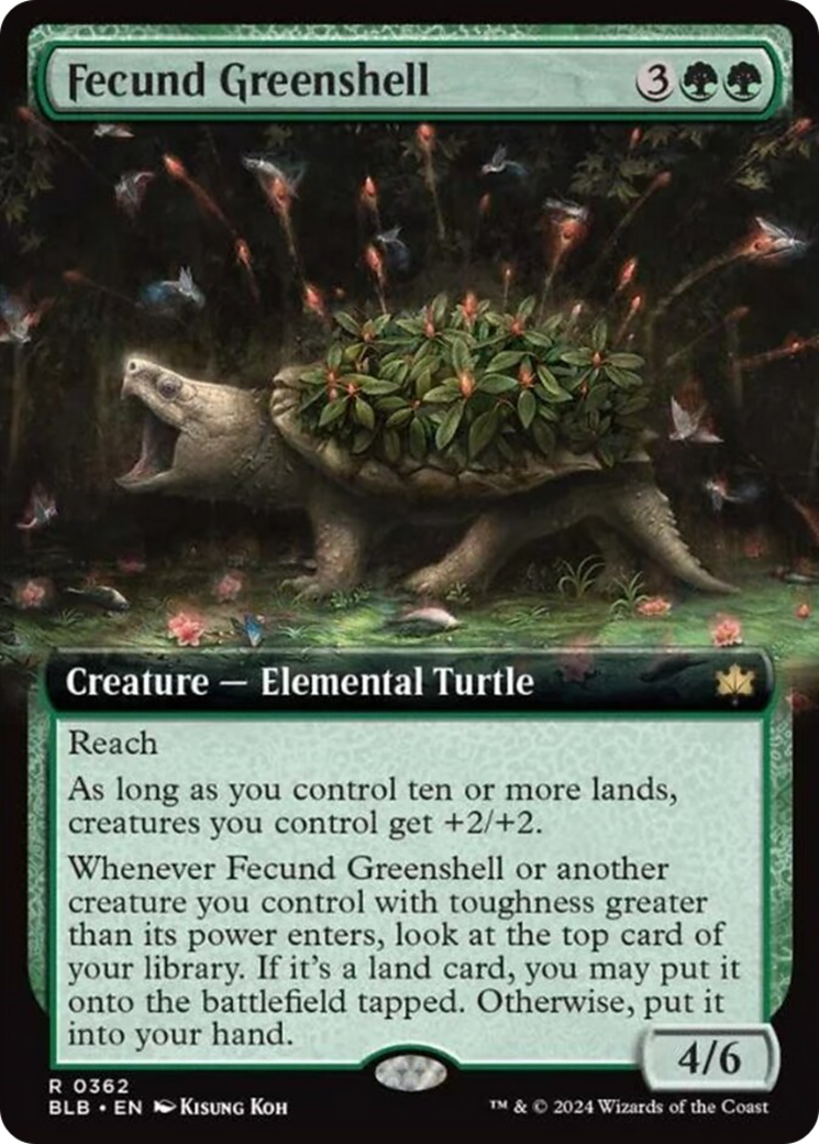 Fecund Greenshell (Extended Art) [Bloomburrow] - Trinity Hobby