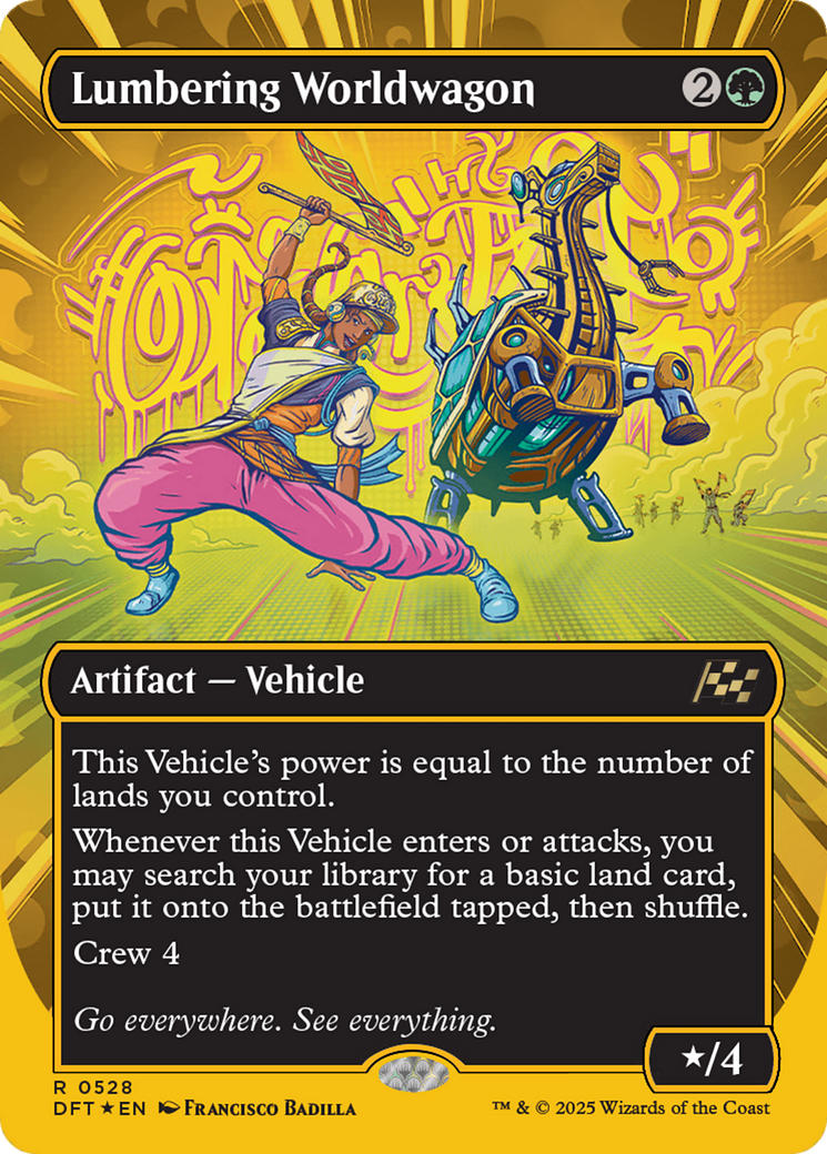 Lumbering Worldwagon (Borderless) (First-Place Foil) [Aetherdrift] - Trinity Hobby