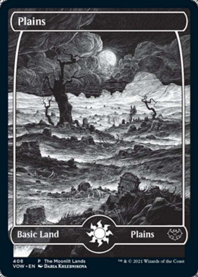 Plains (The Moonlit Lands) (Foil Etched) [Innistrad: Crimson Vow Promos] - Trinity Hobby