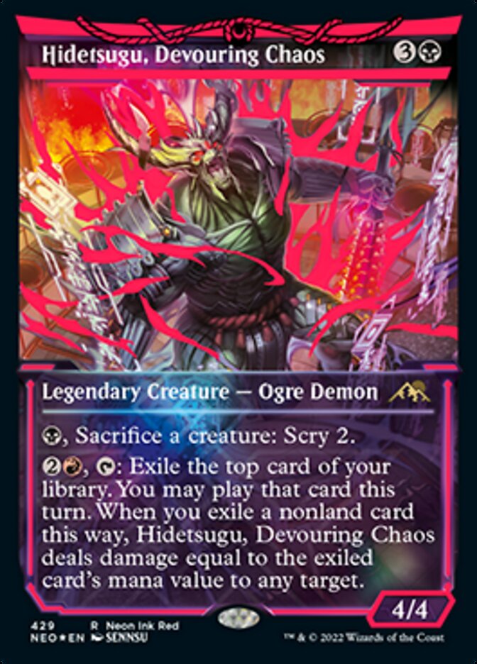 Hidetsugu, Devouring Chaos (Neon Ink Red) [Kamigawa: Neon Dynasty] - Trinity Hobby