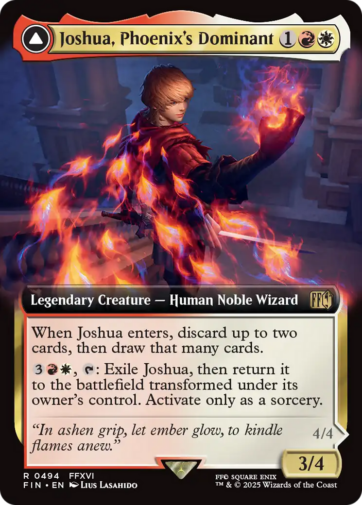 Joshua, Phoenix's Dominant // Phoenix, Warden of Fire  [Foil]  (FIN-494) - [FINAL FANTASY]: (enchantment, Extended Art)