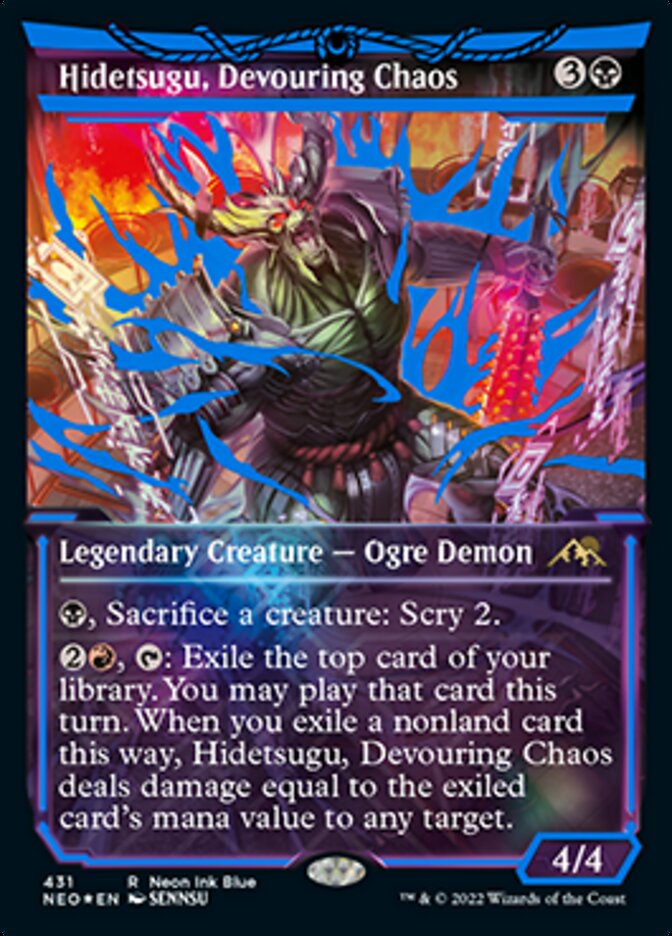 Hidetsugu, Devouring Chaos (Neon Ink Blue) [Kamigawa: Neon Dynasty] - Trinity Hobby
