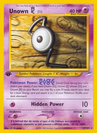 Unown [G] (27/105) [Neo Destiny 1st Edition] - Trinity Hobby