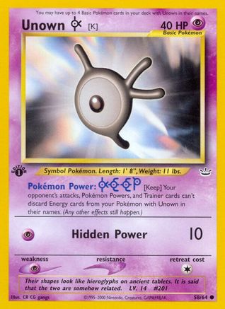 Unown [K] (58/64) [Neo Revelation 1st Edition] - Trinity Hobby