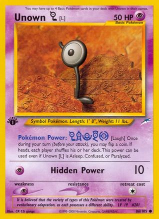 Unown [L] (86/105) [Neo Destiny 1st Edition] - Trinity Hobby