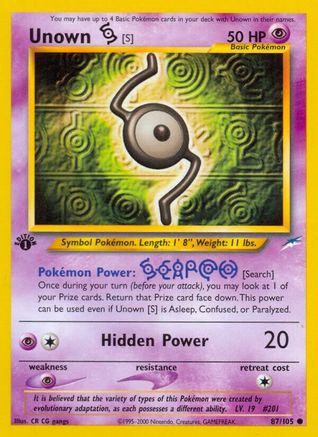 Unown [S] (87/105) [Neo Destiny 1st Edition] - Trinity Hobby