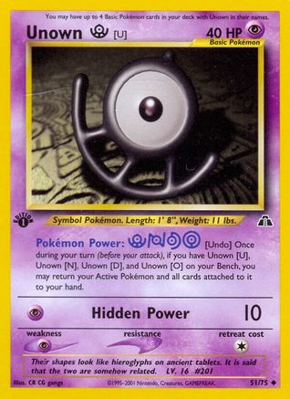 Unown [U] (51/75) [Neo Discovery 1st Edition] - Trinity Hobby