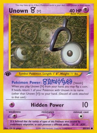 Unown [V] (89/105) [Neo Destiny 1st Edition] - Trinity Hobby