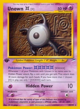 Unown [X] (30/105) [Neo Destiny 1st Edition] - Trinity Hobby