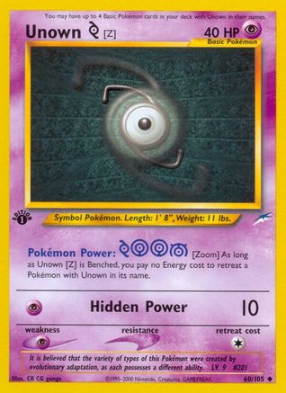 Unown [Z] (60/105) [Neo Destiny 1st Edition] - Trinity Hobby