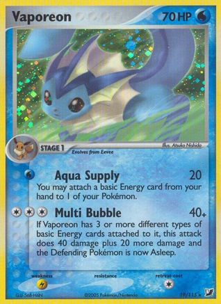 Vaporeon (19/115) (Stamped) [EX: Unseen Forces] - Trinity Hobby