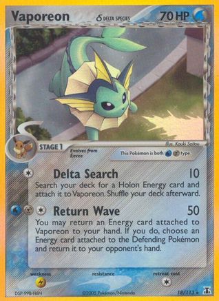 Vaporeon (18/113) (Delta Species) (Stamped) [EX: Delta Species] - Trinity Hobby