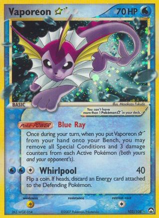 Vaporeon Star (102/108) [EX: Power Keepers] - Trinity Hobby