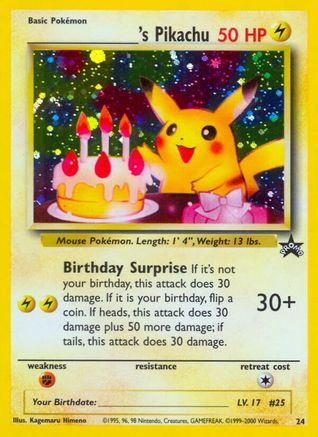 _____'s Pikachu (24) (Birthday Pikachu) [Wizards of the Coast: Black Star Promos] - Trinity Hobby
