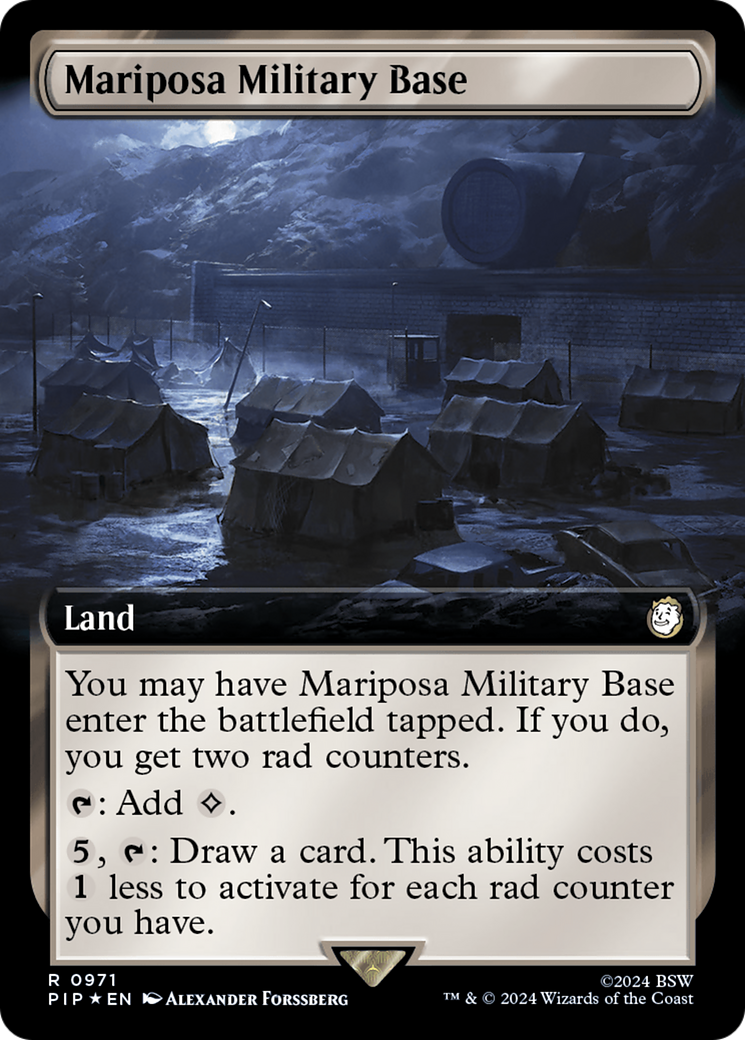 Mariposa Military Base (Extended Art) (Surge Foil) [Fallout] - Trinity Hobby
