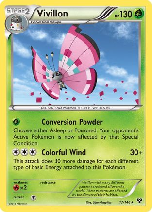 Vivillon (17/146) (Meadow Form/Pink Wings) [XY: Base Set] - Trinity Hobby