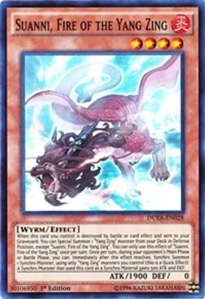 Suanni, Fire of the Yang Zing [DUEA-EN028] Super Rare - Trinity Hobby