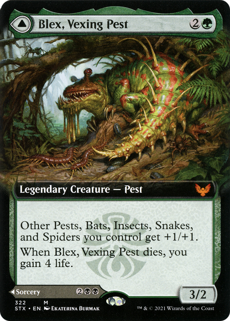 Blex, Vexing Pest // Search for Blex (Extended Art) [Strixhaven: School of Mages] - Trinity Hobby