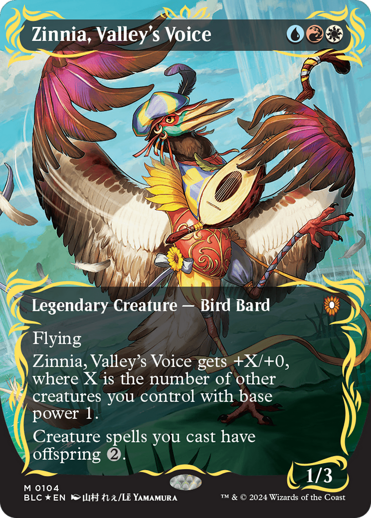 Zinnia, Valley's Voice (Borderless) (Raised Foil) [Bloomburrow Commander] - Trinity Hobby