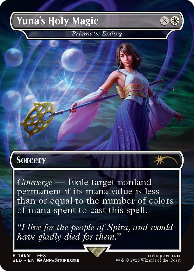 Prismatic Ending  [Foil]  (SLD-1868) - [Secret Lair Drop] / Yuna's Holy Magic (Borderless) - Trinity Hobby