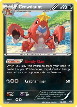 Crawdaunt (92/160) [XY: Primal Clash] - Trinity Hobby