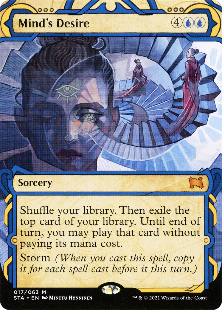 Mind's Desire [Etched Foil]  (STA-017) - [Strixhaven Mystical Archive]: (Showcase) (Borderless) - Trinity Hobby