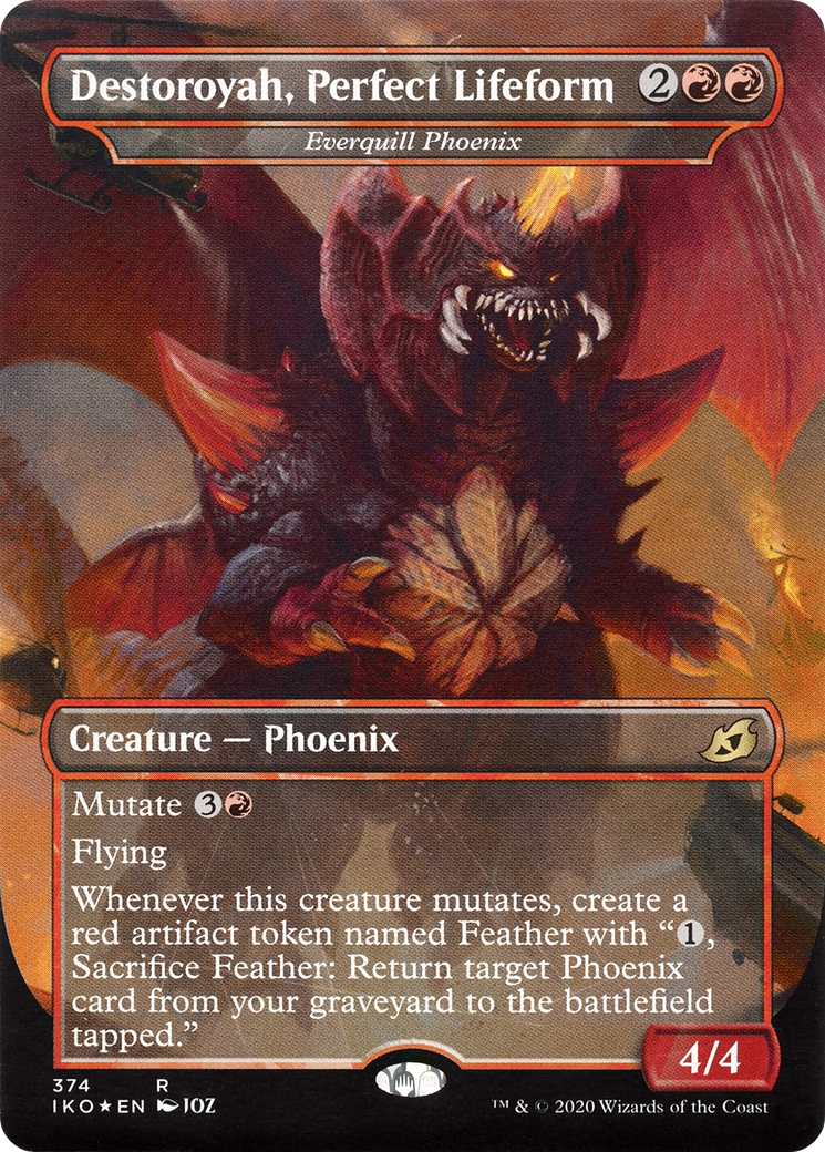 Everquill Phoenix (IKO-374) - [Ikoria: Lair of Behemoths] / Destoroyah, Perfect Lifeform (Borderless) - Trinity Hobby
