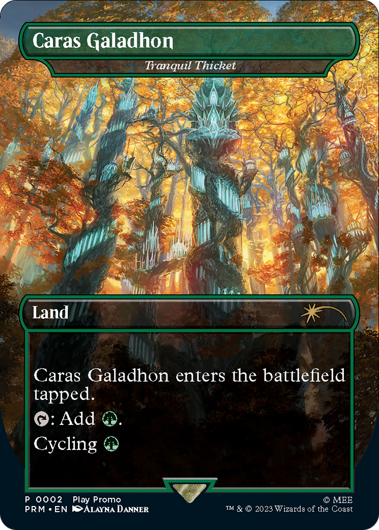Tranquil Thicket - Caras Galadhon (Borderless) [Wizards Play Network 2023] - Trinity Hobby