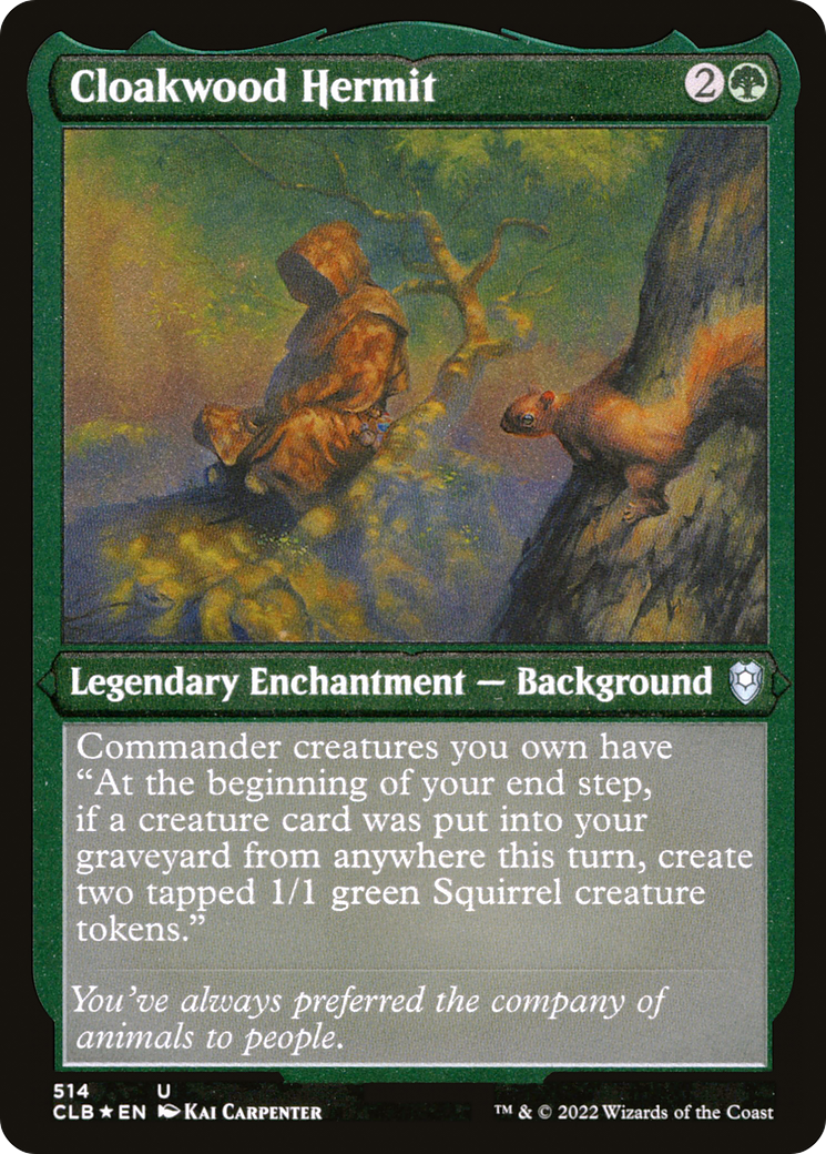 Cloakwood Hermit (Foil Etched)  [Foil]  (CLB-514) - [Commander Legends: Battle for Baldur's Gate] - Trinity Hobby