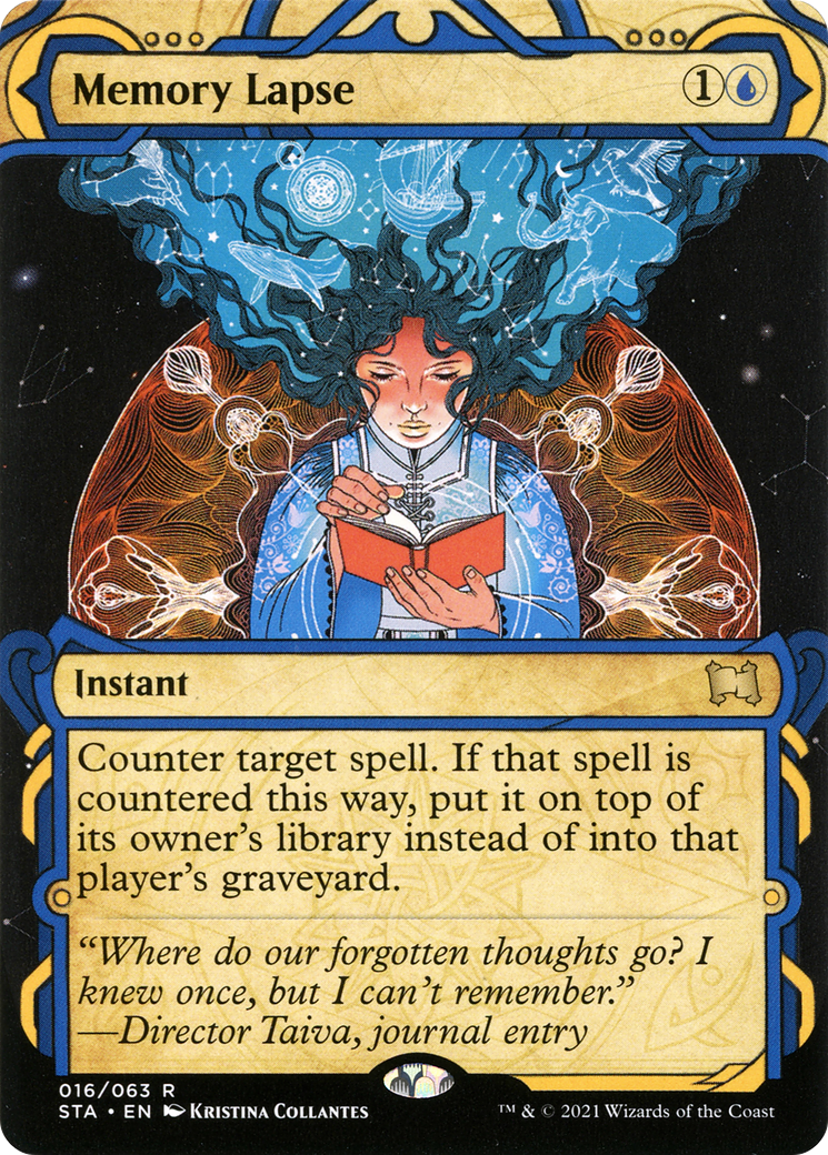 Memory Lapse [Etched Foil]  (STA-016) - [Strixhaven Mystical Archive]: (Showcase) (Borderless) - Trinity Hobby