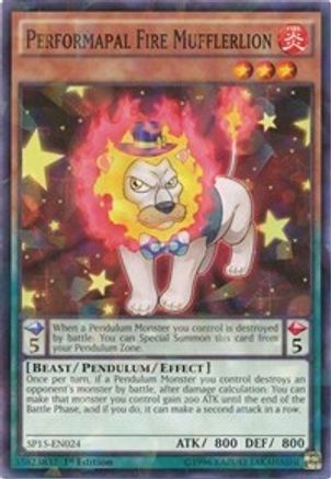 Performapal Fire Mufflerlion [SP15-EN024] Shatterfoil Rare - Trinity Hobby