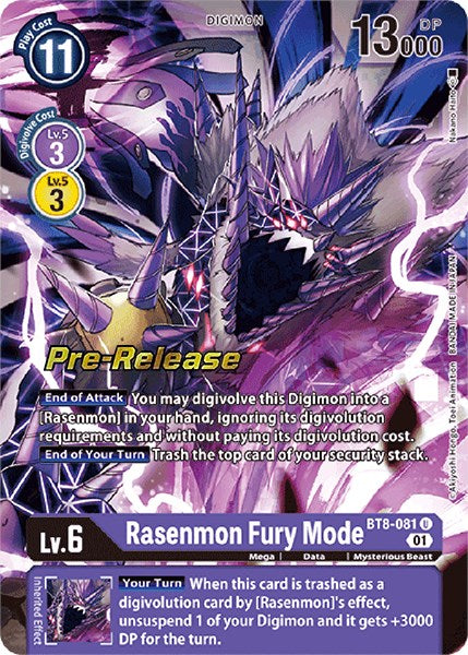 Rasenmon: Fury Mode [BT8-081] [New Awakening Pre-Release Cards] - Trinity Hobby
