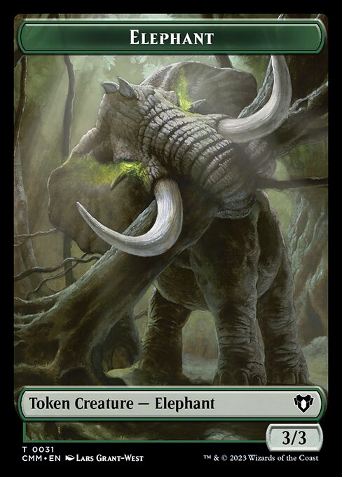 Clue // Elephant Double-Sided Token [Commander Masters Tokens] - Trinity Hobby
