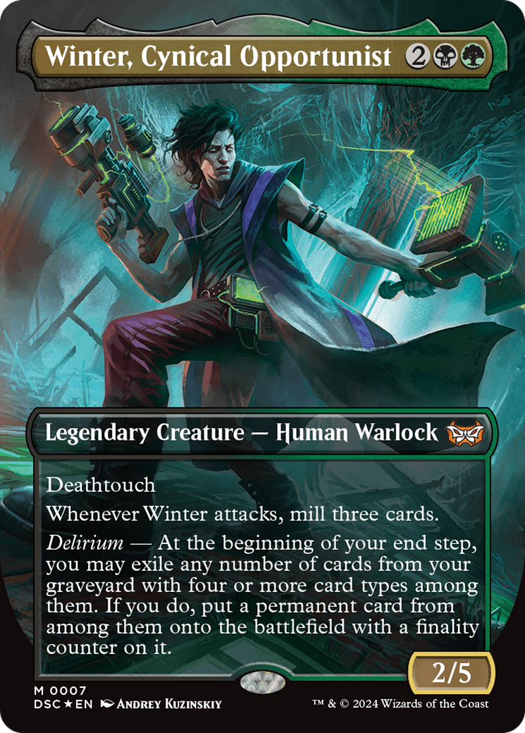 Winter, Cynical Opportunist (Borderless) [Duskmourn: House of Horror Commander] - Trinity Hobby