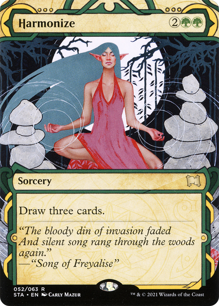 Harmonize [Etched Foil]  (STA-052) - [Strixhaven Mystical Archive]: (Showcase) (Borderless) - Trinity Hobby