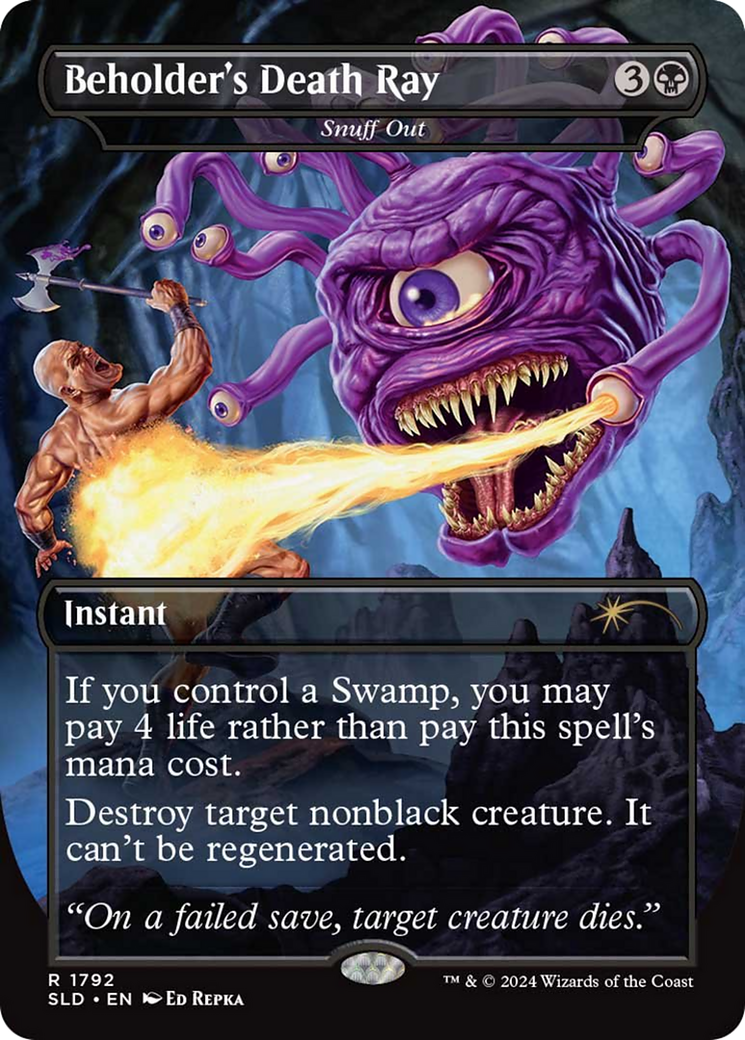 Snuff Out  [Foil]  (SLD-1792) - [Secret Lair Drop] / Beholder's Death Ray (Borderless) - Trinity Hobby