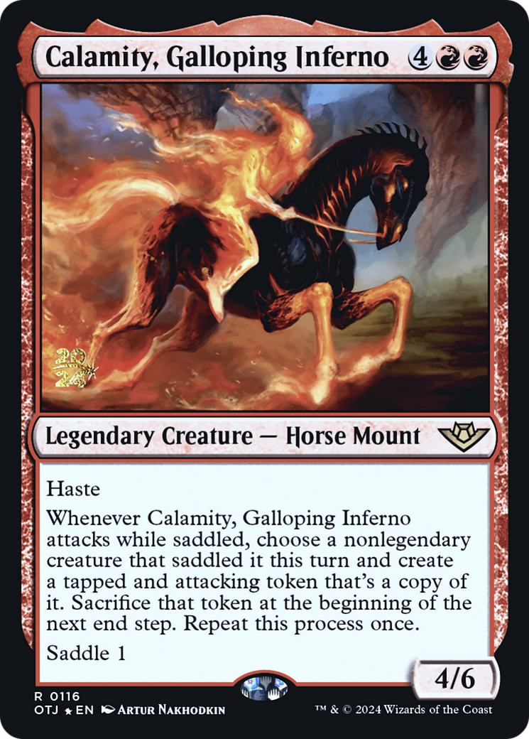 Calamity, Galloping Inferno [Outlaws of Thunder Junction Prerelease Promos] - Trinity Hobby