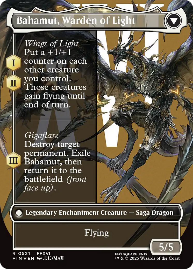 Dion, Bahamut's Dominant // Bahamut, Warden of Light  [Foil]  (FIN-521) - [FINAL FANTASY]: (enchantment) (Borderless) - Trinity Hobby