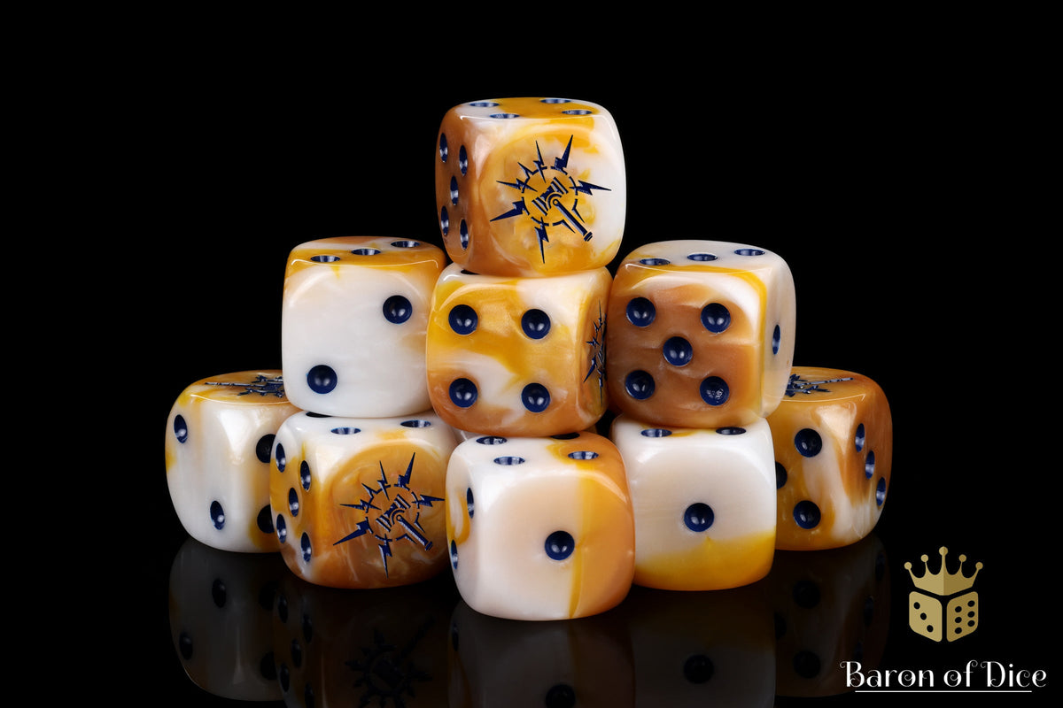 Baron of Dice - (ROUND EDGE) Lightning Hammer Dice - Golden Hues [25 CT]