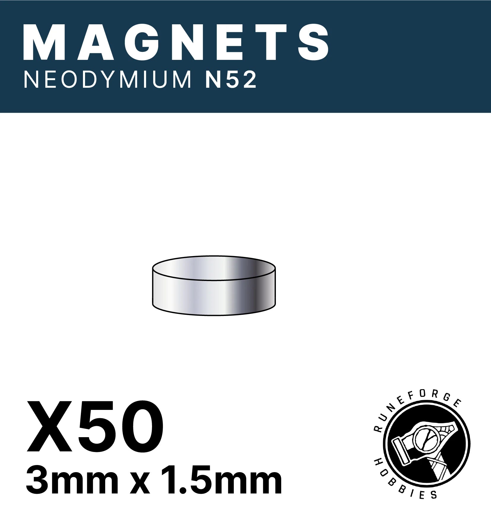 Runeforge Hobbies - N52 Magnets - 3*1.5mm x50 - Trinity Hobby