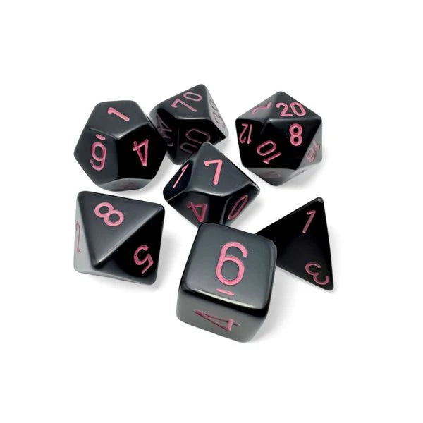 Opaque Polyhedral Black/Pink 7-Die Set - Trinity Hobby