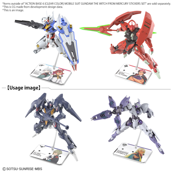 BANDAI ACTION BASE 6 [CLEAR COLOR] MOBILE SUIT GUNDAM THE WITCH FROM MERCURY STICKERS SET - Trinity Hobby